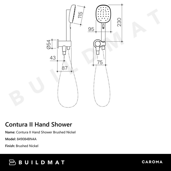 Caroma Contura II Hand Shower Brushed Nickel