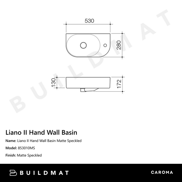 Caroma Liano II Hand Wall Basin Matte Speckled