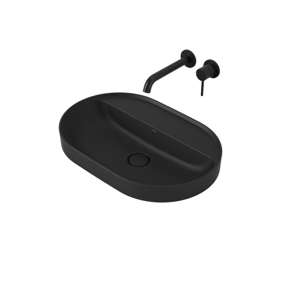 Caroma Liano II 600mm Pill Inset Basin with Tap Landing Matte Black