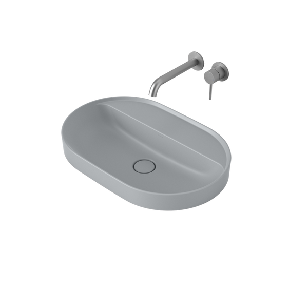 Caroma Liano II 600mm Pill Inset Basin with Tap Landing Matte Grey