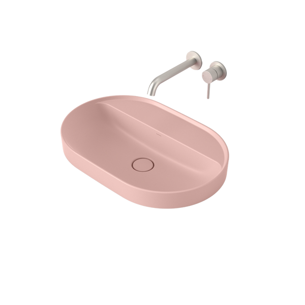 Caroma Liano II 600mm Pill Inset Basin with Tap Landing Matte Pink