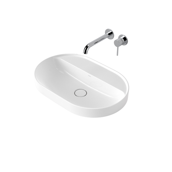 Caroma Liano II 600mm Pill Inset Basin with Tap Landing White