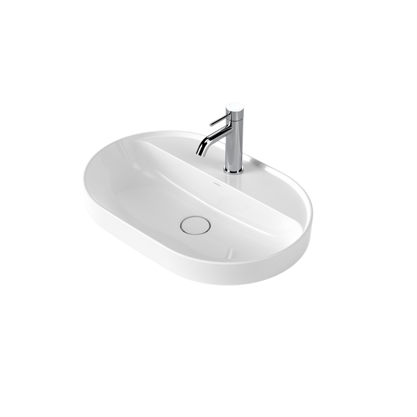 Caroma Liano II 600mm Pill Inset Basin with Tap Landing White with 1 Tap Hole