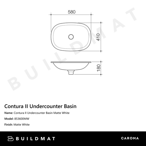 Caroma Contura II Undercounter Basin Matte White