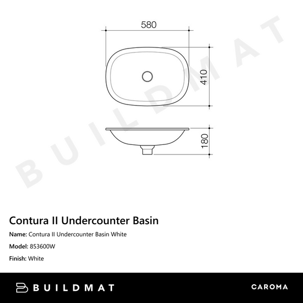 Caroma Contura II Undercounter Basin White