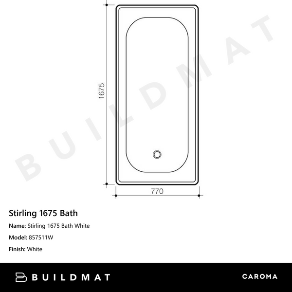 Caroma Stirling 1675 Bath White