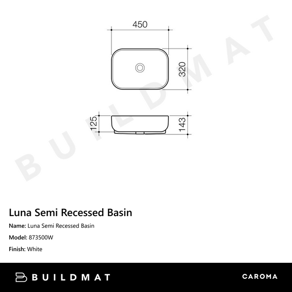Caroma Luna Semi Recessed Basin