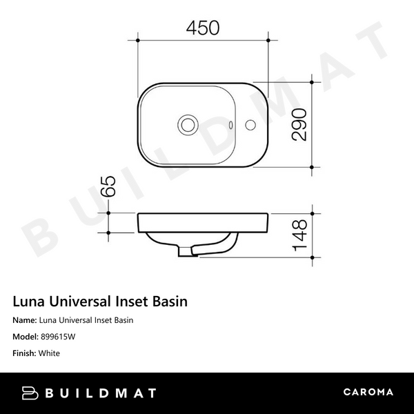 Caroma Luna Universal Inset Basin