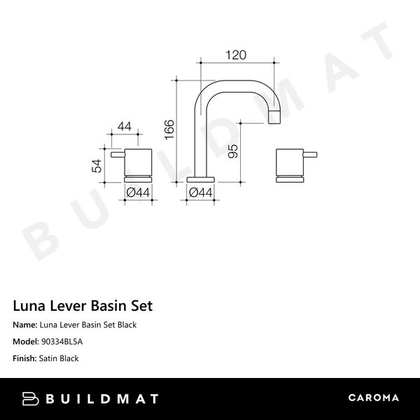 Caroma Luna Lever Basin Set Black