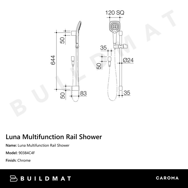 Caroma Luna Multifunction Rail Shower