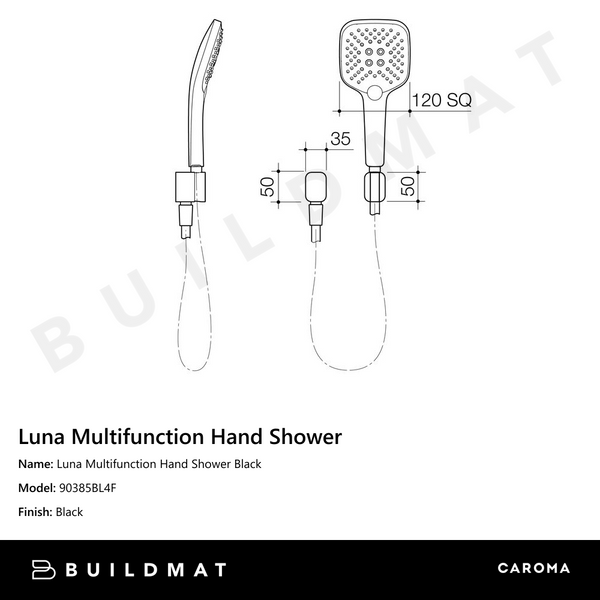 Caroma Luna Multifunction Hand Shower Black
