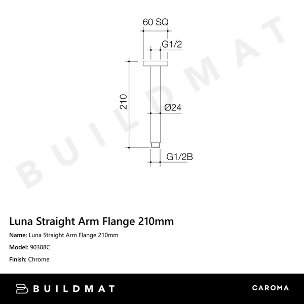 Caroma Luna Straight Arm Flange 210mm