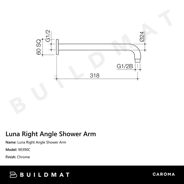 Caroma Luna Right Angle Shower Arm