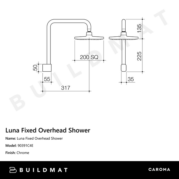 Caroma Luna Fixed Overhead Shower