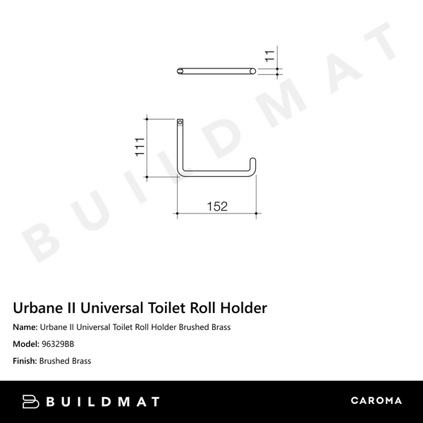 Caroma Urbane II Universal Toilet Roll Holder Brushed Brass