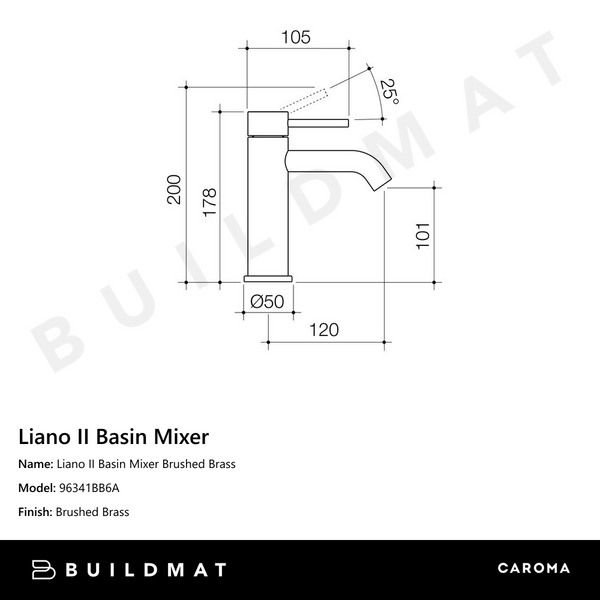 Caroma Liano II Basin Mixer Brushed Brass CLEARANCE