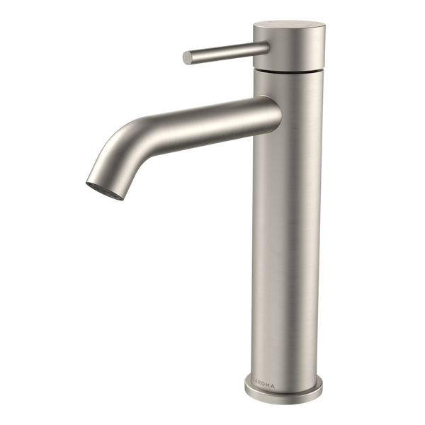 Caroma Liano II Mid Tower Basin Mixer Brushed Nickel Lead Free