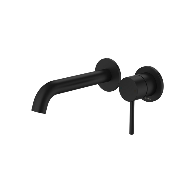 Caroma Liano II 175mm Wall Basin/Bath Mixer and Outlet Matte Black Lead Free