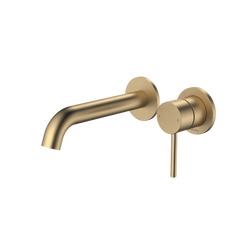 Caroma Liano II 175mm Wall Basin/Bath Mixer and Outlet Brushed Brass Lead Free