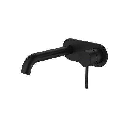 Caroma Liano II 175mm Wall Basin/Bath Mixer and Outlet Rounded Plate Matte Black Lead Free