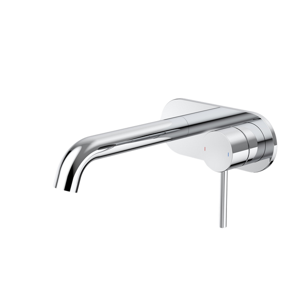 Caroma Liano II 175mm Wall Basin/Bath Mixer and Outlet Rounded Plate Chrome Lead Free