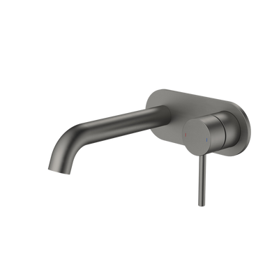 Caroma Liano II 175mm Wall Basin/Bath Mixer and Outlet Rounded Plate Gunmetal Lead Free