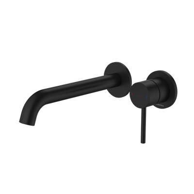 Caroma Liano II 210mm Wall Basin/Bath Mixer and Outlet Matte Black Lead Free