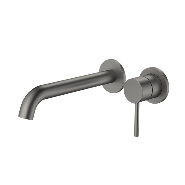 Caroma Liano II 210mm Wall Basin/Bath Mixer and Outlet Gunmetal Lead Free