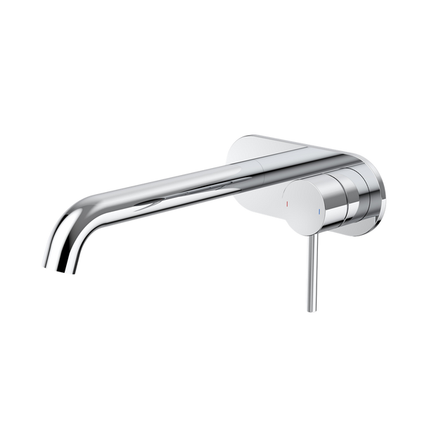 Caroma Liano II 210mm Wall Basin/Bath Mixer and Outlet Rounded Plate Chrome Lead Free