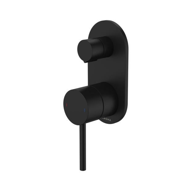 Caroma Liano II Bath / Shower Mixer With Diverter and Outlet Rounded Plate Matte Black