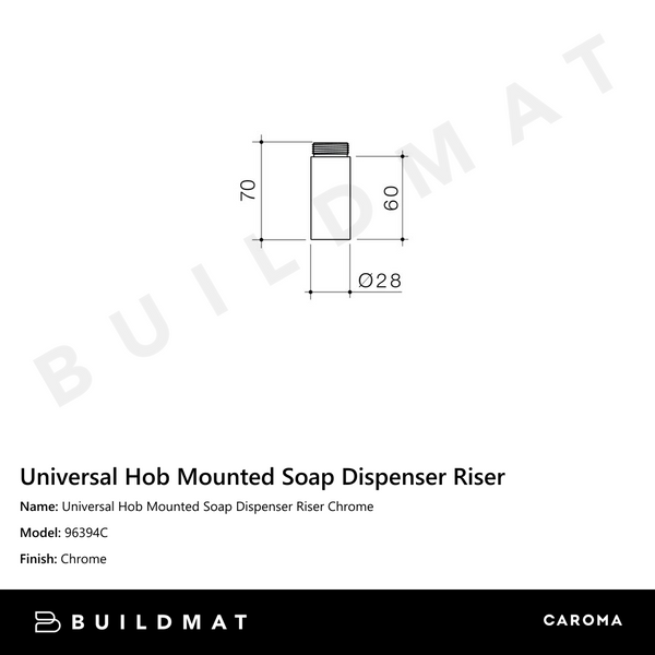 Caroma Universal Hob Mounted Soap Dispenser Riser Chrome