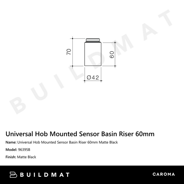 Caroma Universal Hob Mounted Sensor Basin Riser 60mm Matte Black