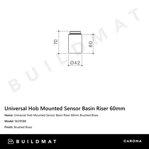 Caroma Universal Hob Mounted Sensor Basin Riser 60mm Brushed Brass