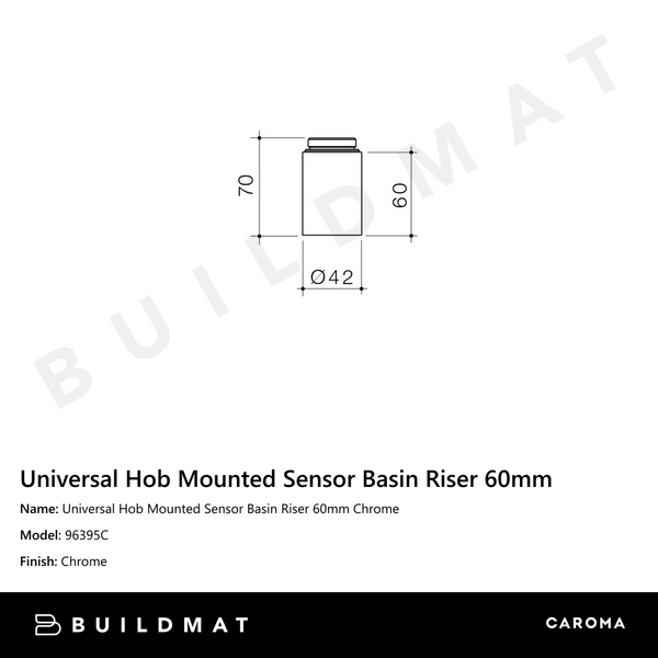 Caroma Universal Hob Mounted Sensor Basin Riser 60mm Chrome