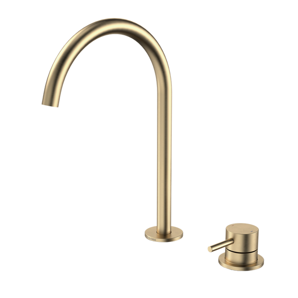 Caroma Liano II Hob Basin/Sink Mixer Set 200mm Brushed Brass