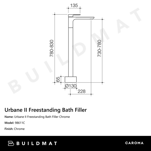 Caroma Urbane II Freestanding Bath Filler Chrome
