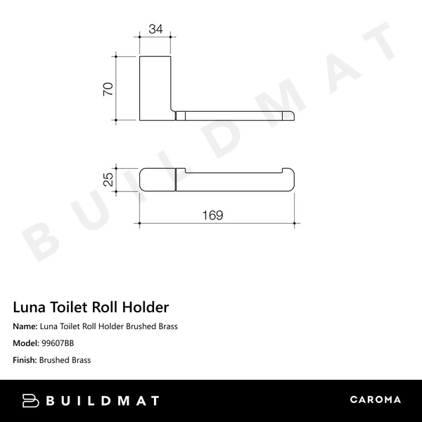 Caroma Luna Toilet Roll Holder Brushed Brass