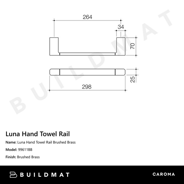 Caroma Luna Hand Towel Rail Brushed Brass