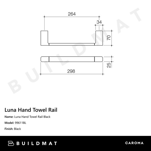 Caroma Luna Hand Towel Rail Black