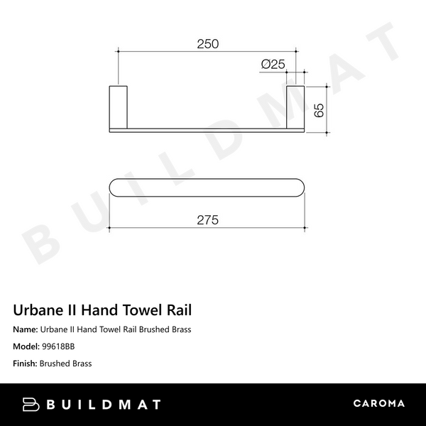 Caroma Urbane II Hand Towel Rail Brushed Brass
