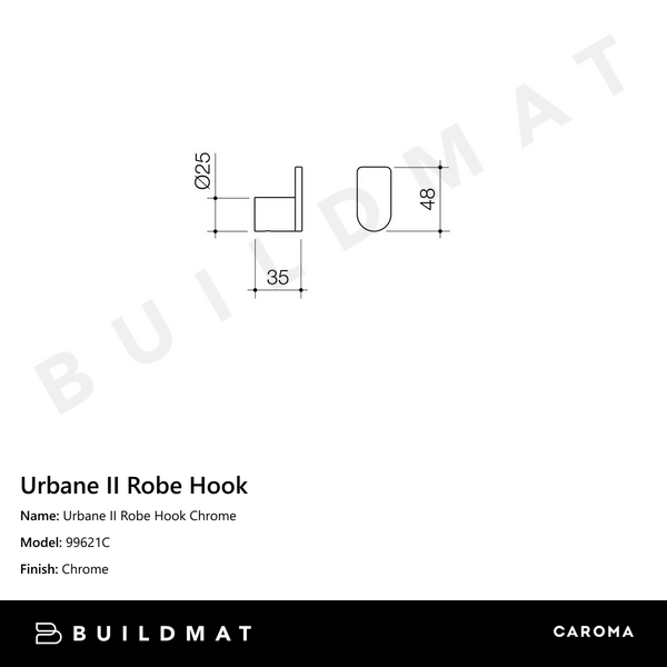 Caroma Urbane II Robe Hook Chrome