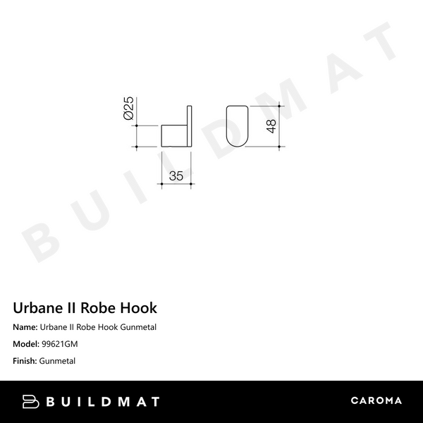 Caroma Urbane II Robe Hook Gunmetal