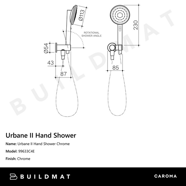 Caroma Urbane II Hand Shower Chrome