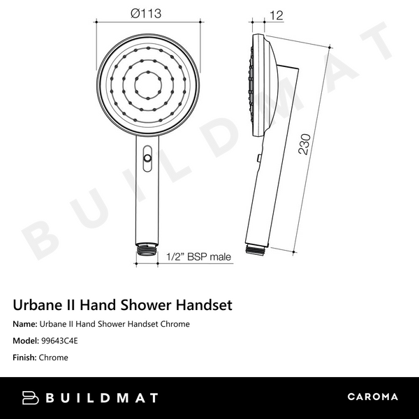 Caroma Urbane II Hand Shower Handset Chrome