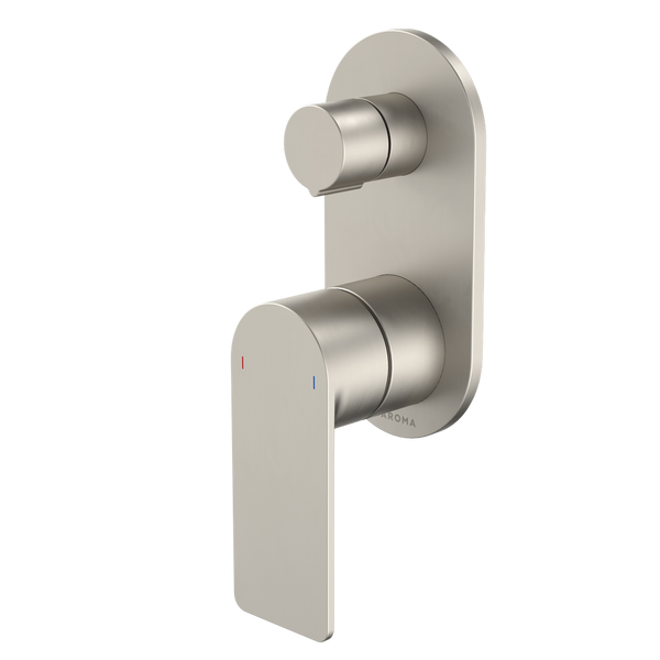 Caroma Urbane II Bath/Shower Mixer With Diverter Round Cover Plate Brushed Nickel