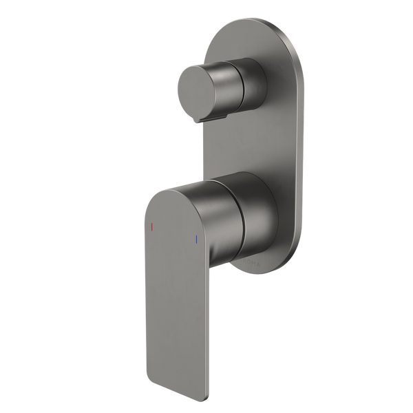 Caroma Urbane II Bath/Shower Mixer With Diverter Round Cover Plate Gunmetal