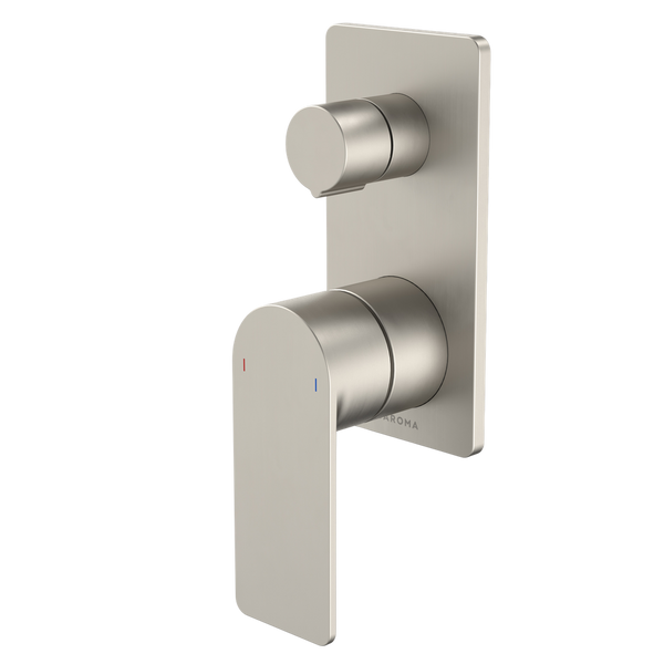 Caroma Urbane II Bath/Shower Mixer With Diverter Rectangular Cover Plate Brushed Nickel