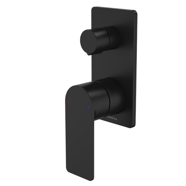 Caroma Urbane II Bath/Shower Mixer With Diverter Rectangular Cover Plate Matte Black