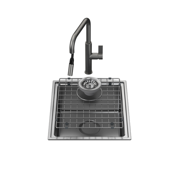 Caroma Urbane II Single Bowl Sink with Urbane II Pull Out Sink Mixer Gunmetal