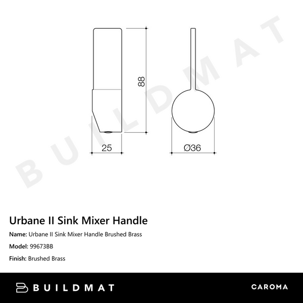 Caroma Urbane II Sink Mixer Handle Brushed Brass